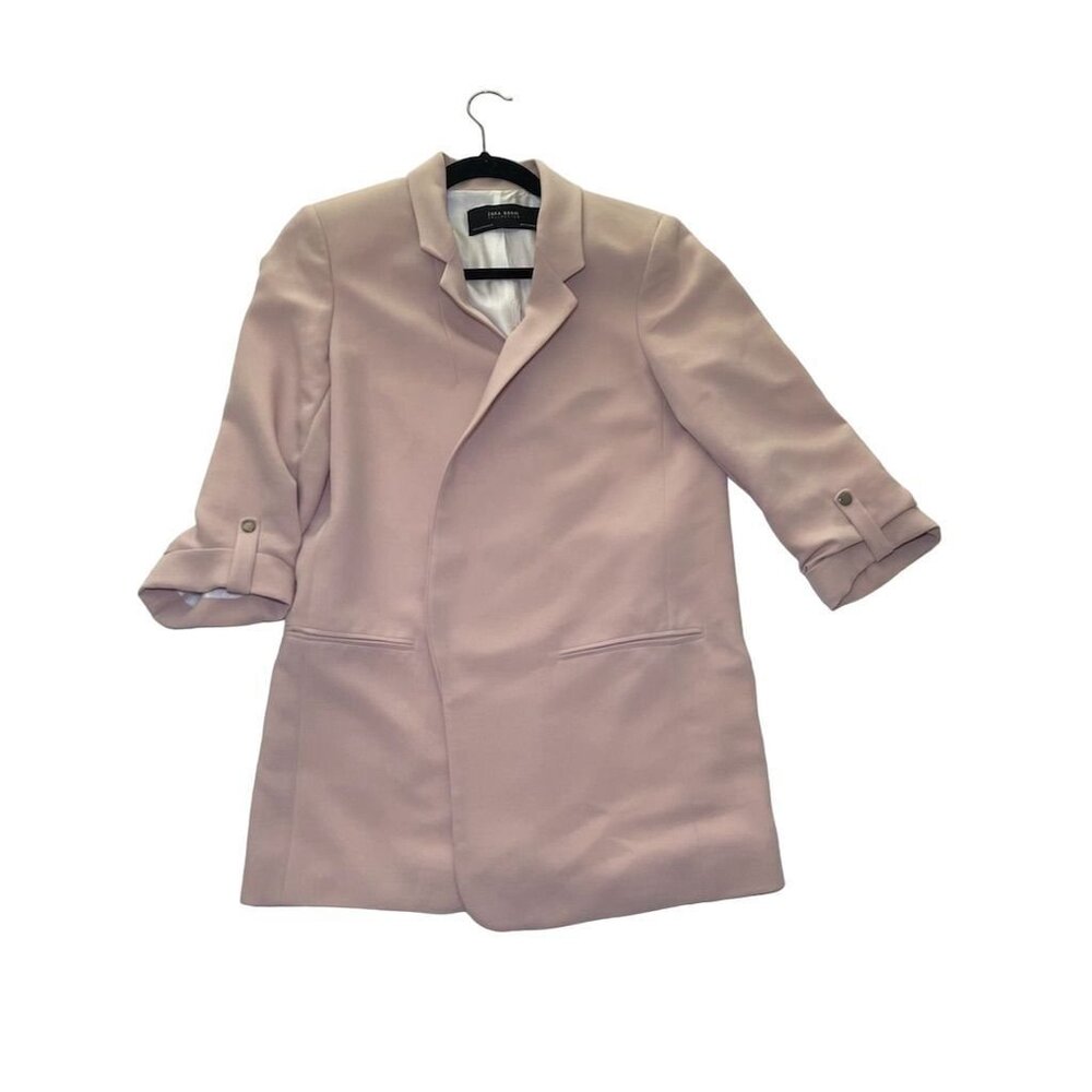 Zara Women's Beige Blazer Medium Tailored Mid-Length Jacket